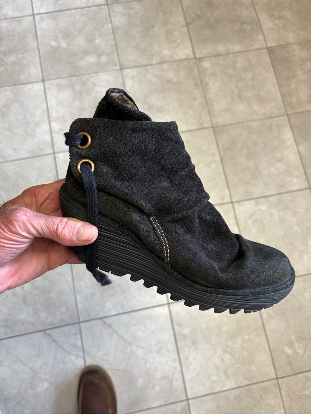 BLACK FLY Suede Lace-Up Heel Booties